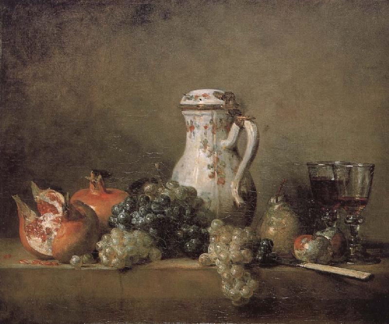 Jean Baptiste Simeon Chardin Pomegranate Grape glass knife oil painting picture
